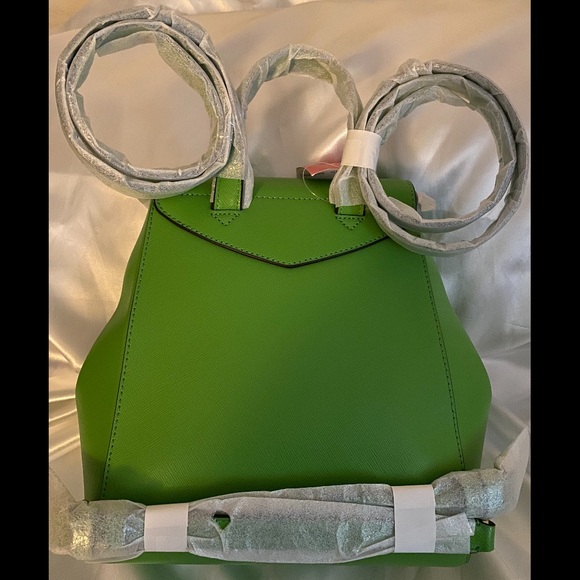NWT Kate Spade Saffiano Leather Lizzie Medium Flap Backpack Turaco Green - Picture 3 of 7